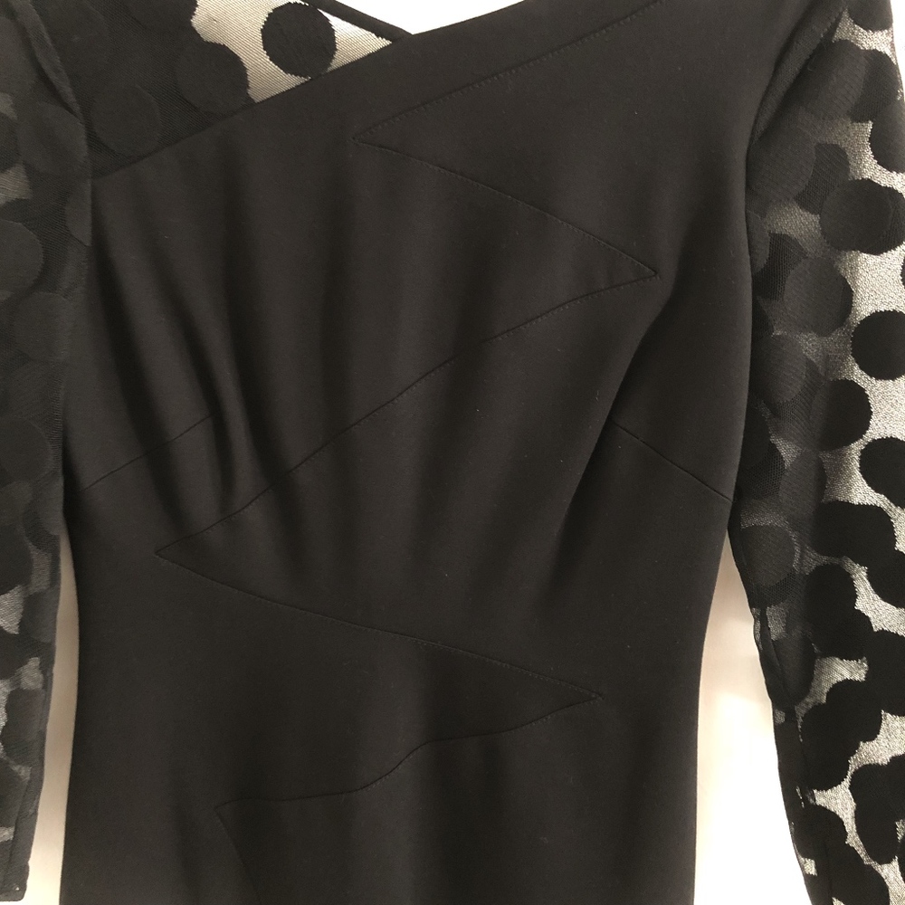 ✨sold✨ karen millen • black sheer dot sleeve dress - Picture 7 of 8